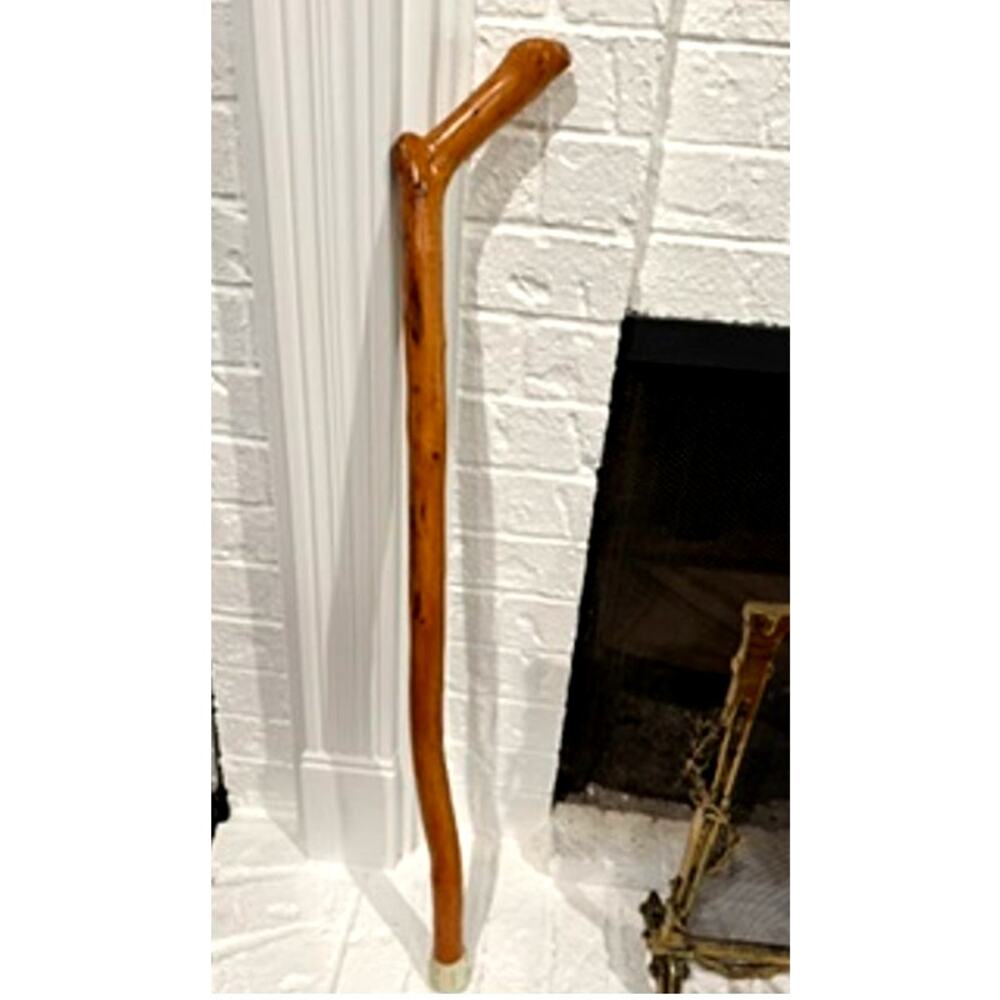 Handcrafted Natural Wood Walking Stick Cane 36" Rustic Hiking Staff Crook Handle